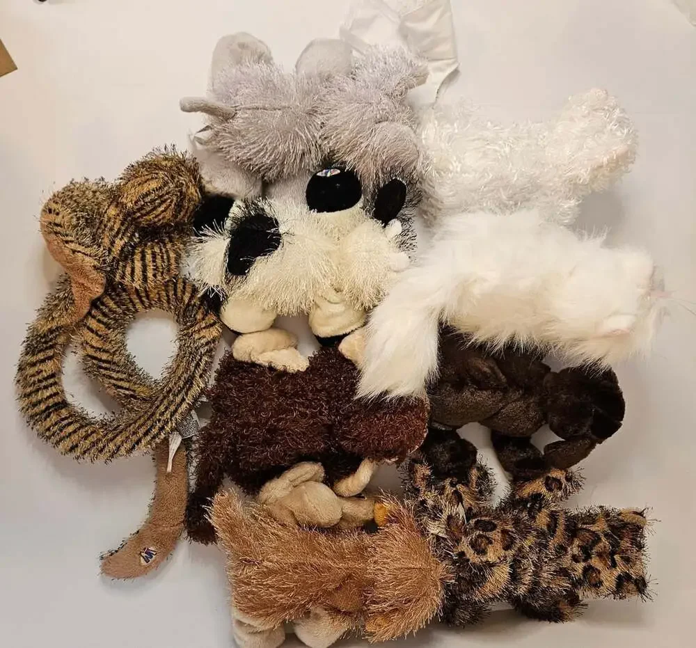 Lot of 9 Ganz Webkinz Plush Animals + 1 Angel Outfit No Codes Cat Monkey Snake